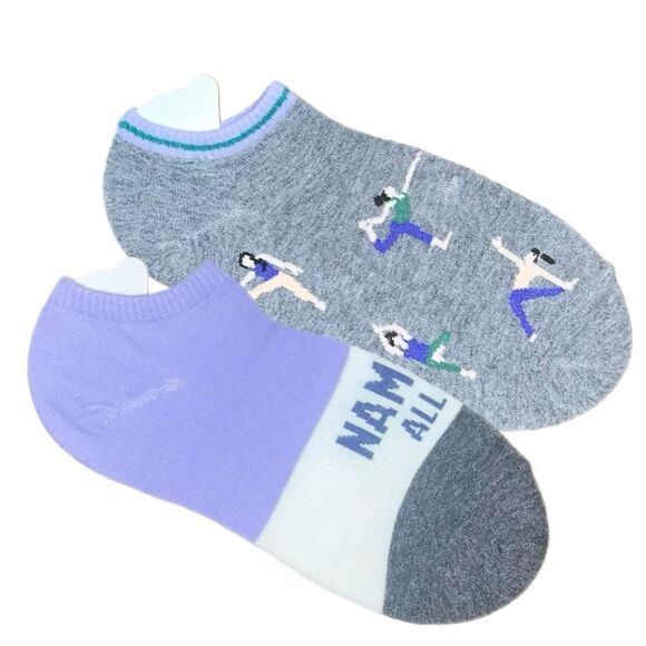Women’s Two-Pack No-Show Socks - Namaste/Yoga Pose - Picture 2 of 7